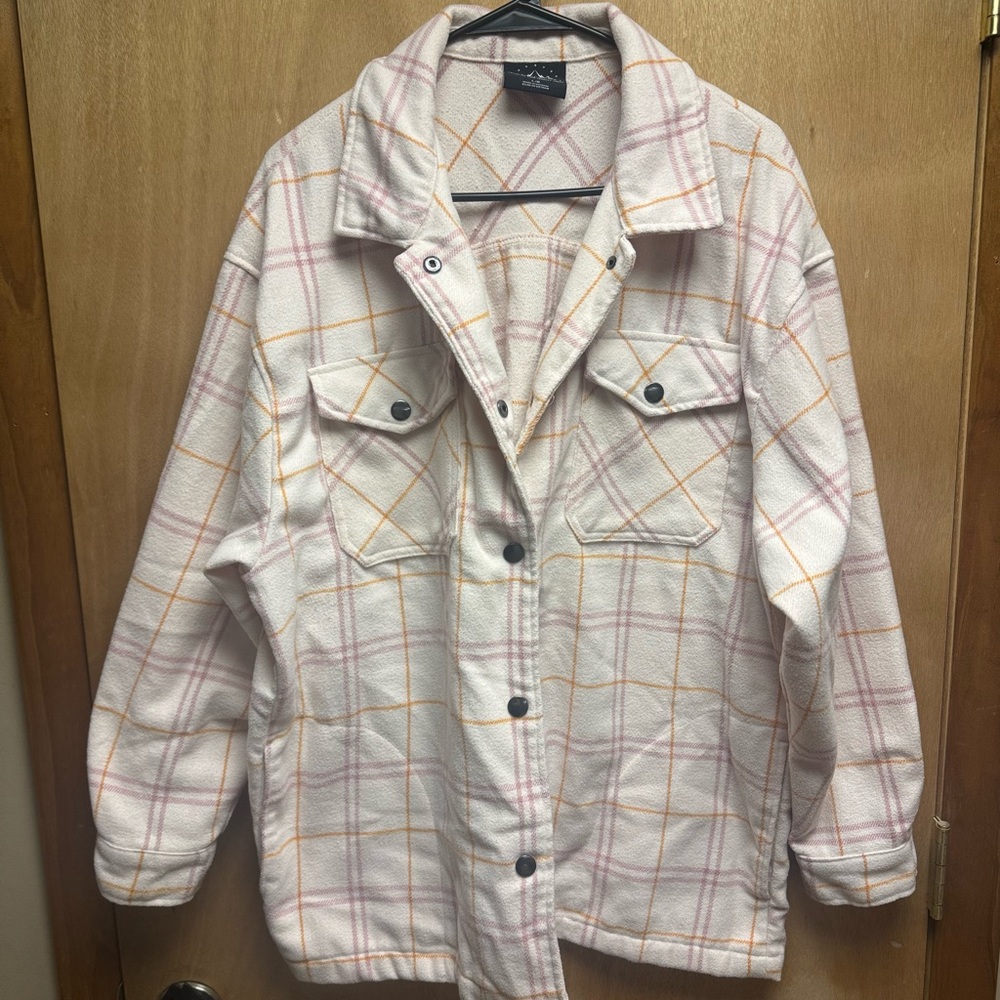 HFX Plaid Button-Up Jacket Size L